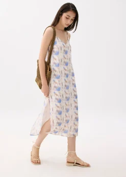 Abstract V-neck Column Midaxi Dress