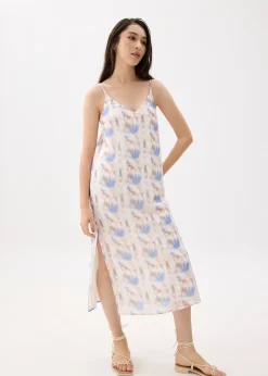 Abstract V-neck Column Midaxi Dress