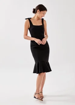 Adalee Ruffle Midi Trumpet Dress