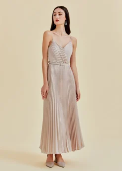 Adelpha Pleated Satin Maxi Dress