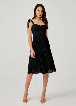Adonia Padded Ribbon Tie Midi Dress