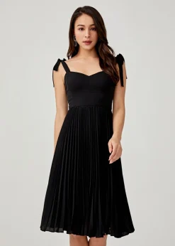 Adonia Padded Ribbon Tie Midi Dress
