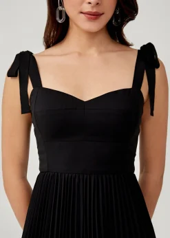 Adonia Padded Ribbon Tie Midi Dress