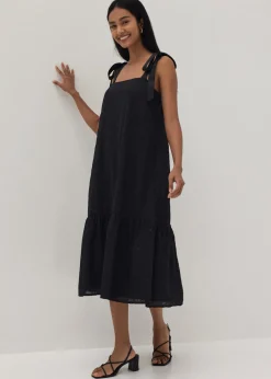 Adora Embroidered Grosgrain Midi Dress