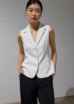 Aika Lightweight Tailored Button Down Vest Top