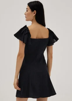Alba Linen Flutter Sleeve Swing Dress