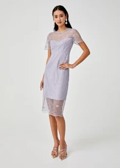 Alisha Lace Overlay Pencil Dress