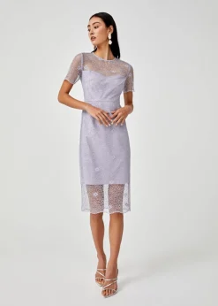 Alisha Lace Overlay Pencil Dress