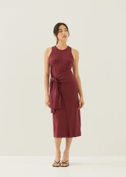 Aliyah Knit Column Wrap Midi Dress