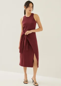 Aliyah Knit Column Wrap Midi Dress