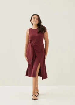 Aliyah Knit Column Wrap Midi Dress