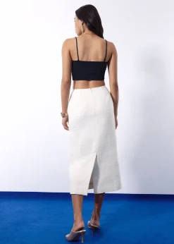 Amelia Jacquard Tweed Column Midi Skirt