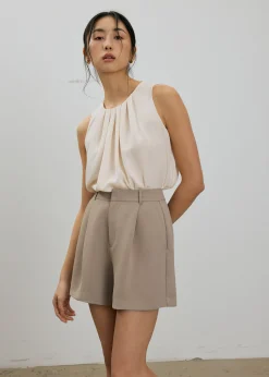 Amy Satin Pleated Top