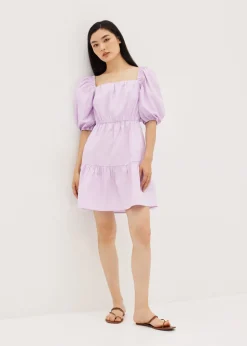 Andra Ruched Puff Sleeve Dress