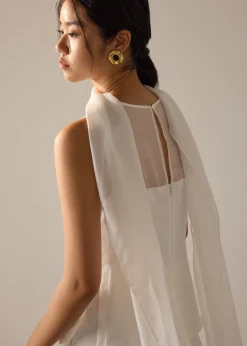 Andrea Multi-way Detachable Sash Crepe Round Neck Top