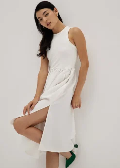 Antoinette Mixed Fabric Midi Dress
