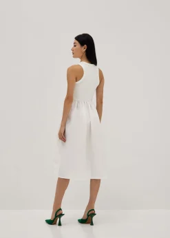 Antoinette Mixed Fabric Midi Dress