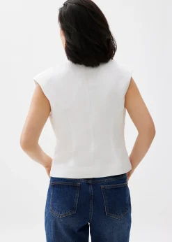 Anya Shoulder Padded Linen Tailored Vest