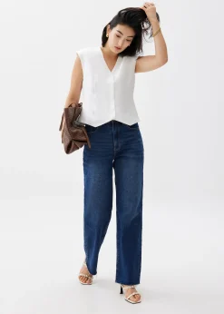 Anya Shoulder Padded Linen Tailored Vest