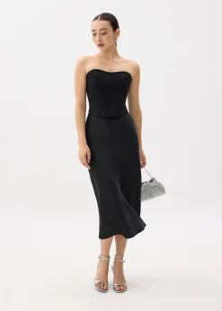 Arii Elastic Satin Bias Cut Midaxi Skirt
