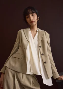 Ariska Detachable Sash Crepe Satin Collared Blouse