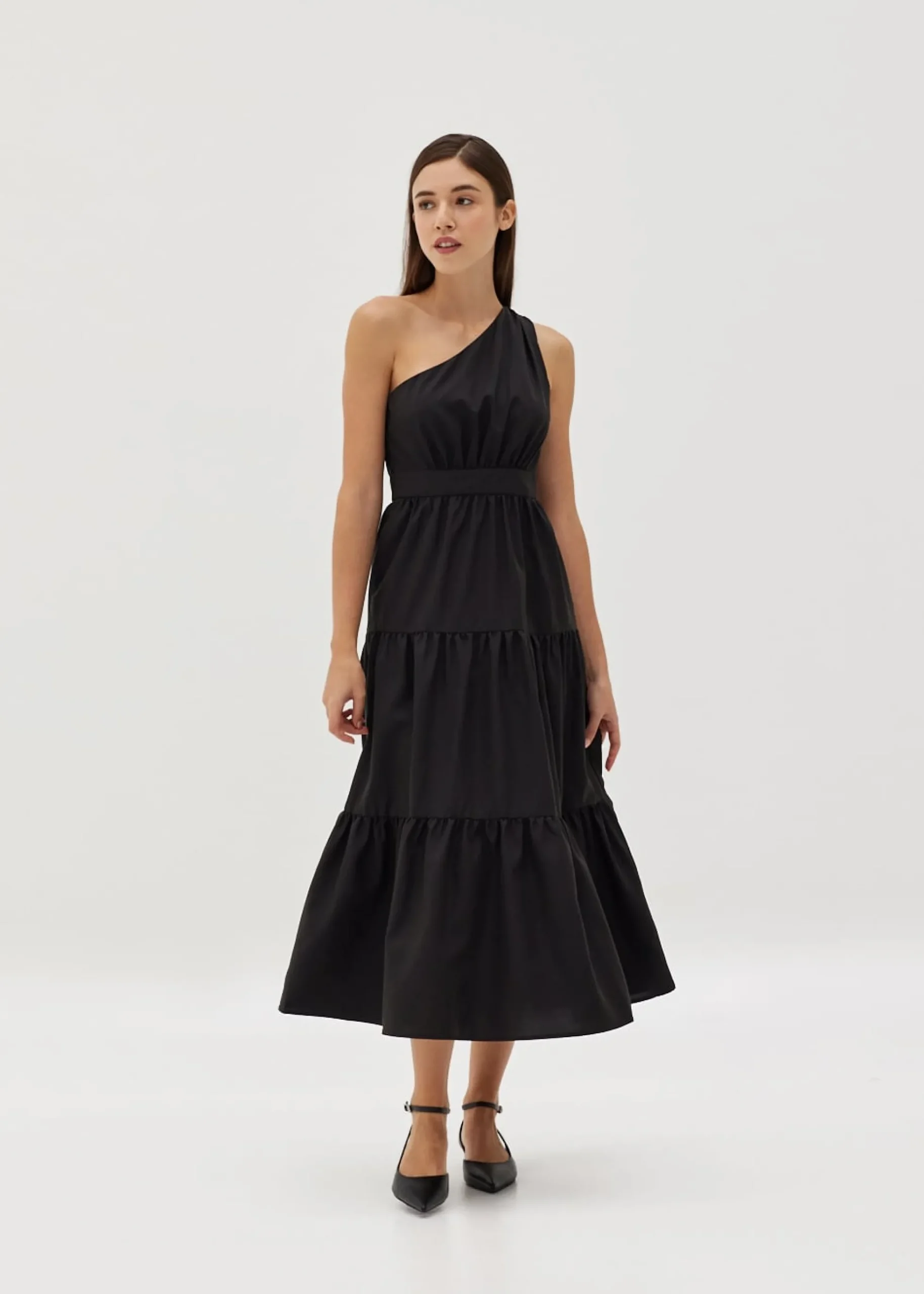 Arla Asymmetrical Tiered Maxi Dress