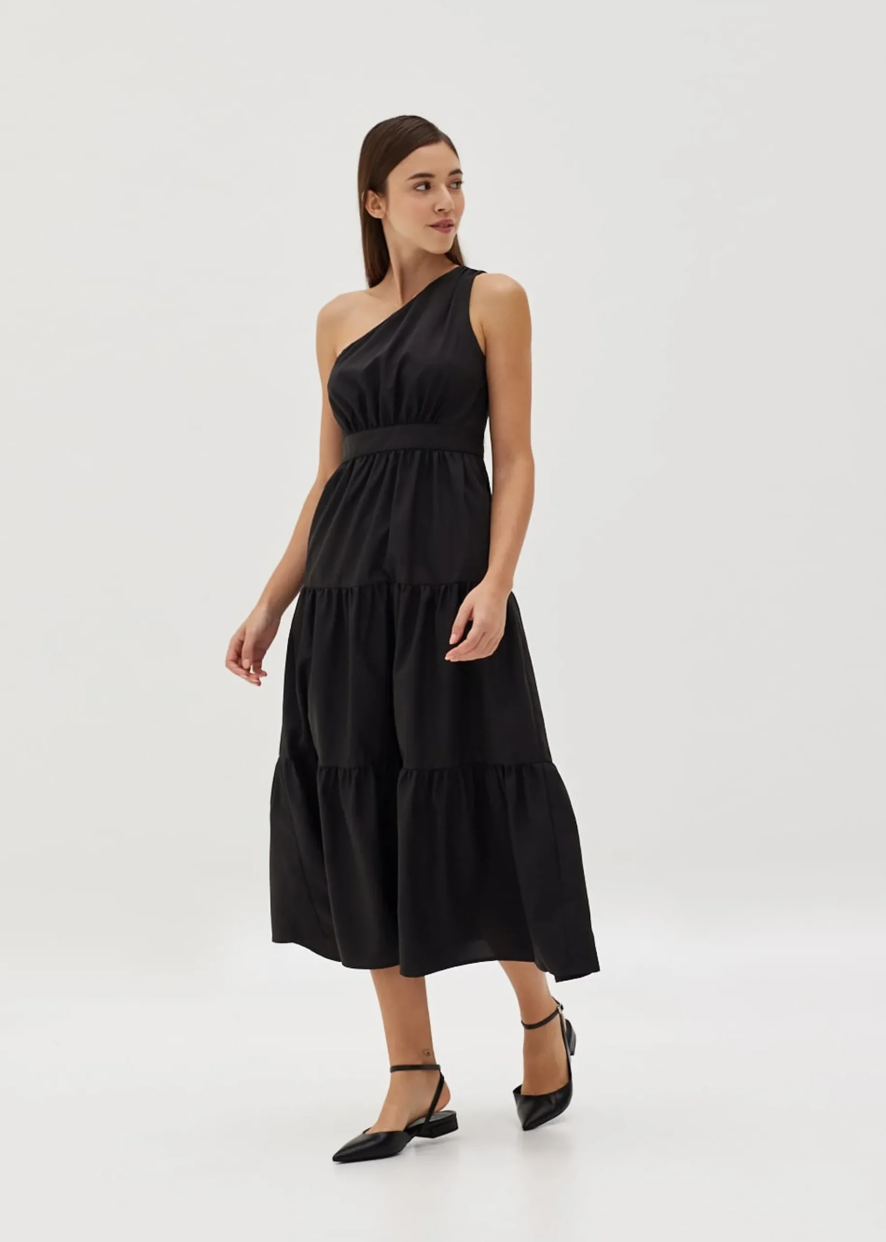 Arla Asymmetrical Tiered Maxi Dress