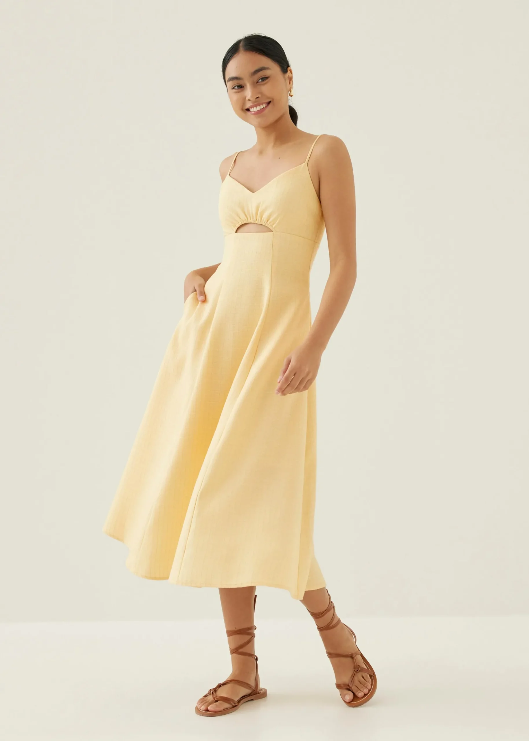 Arla Padded Tweed Fit & Flare Midi Dress