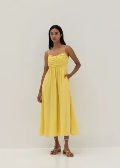 Arlette Pleat Fit & Flare Dress