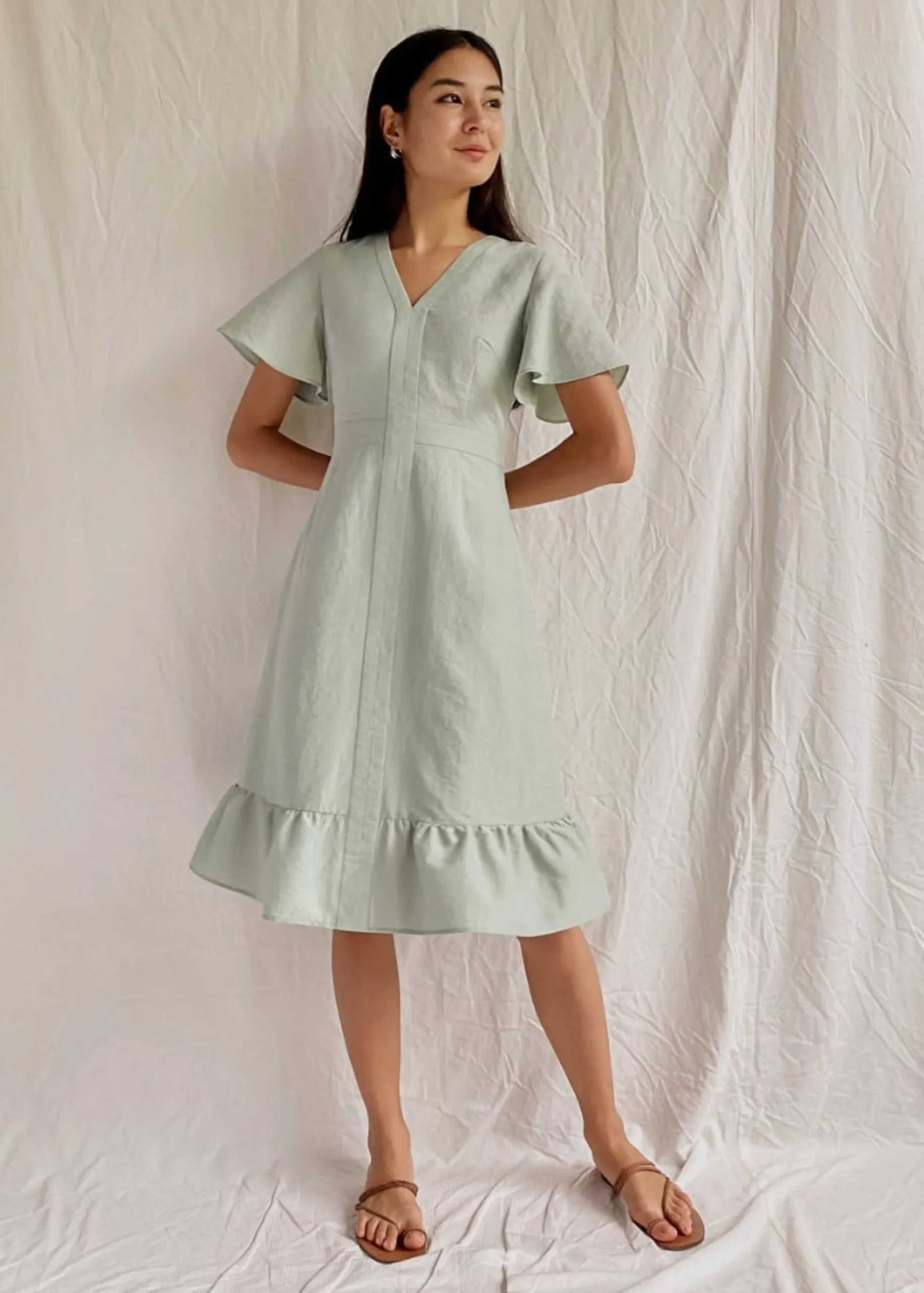 Ashlyn Ruffle Hem Midi Dress