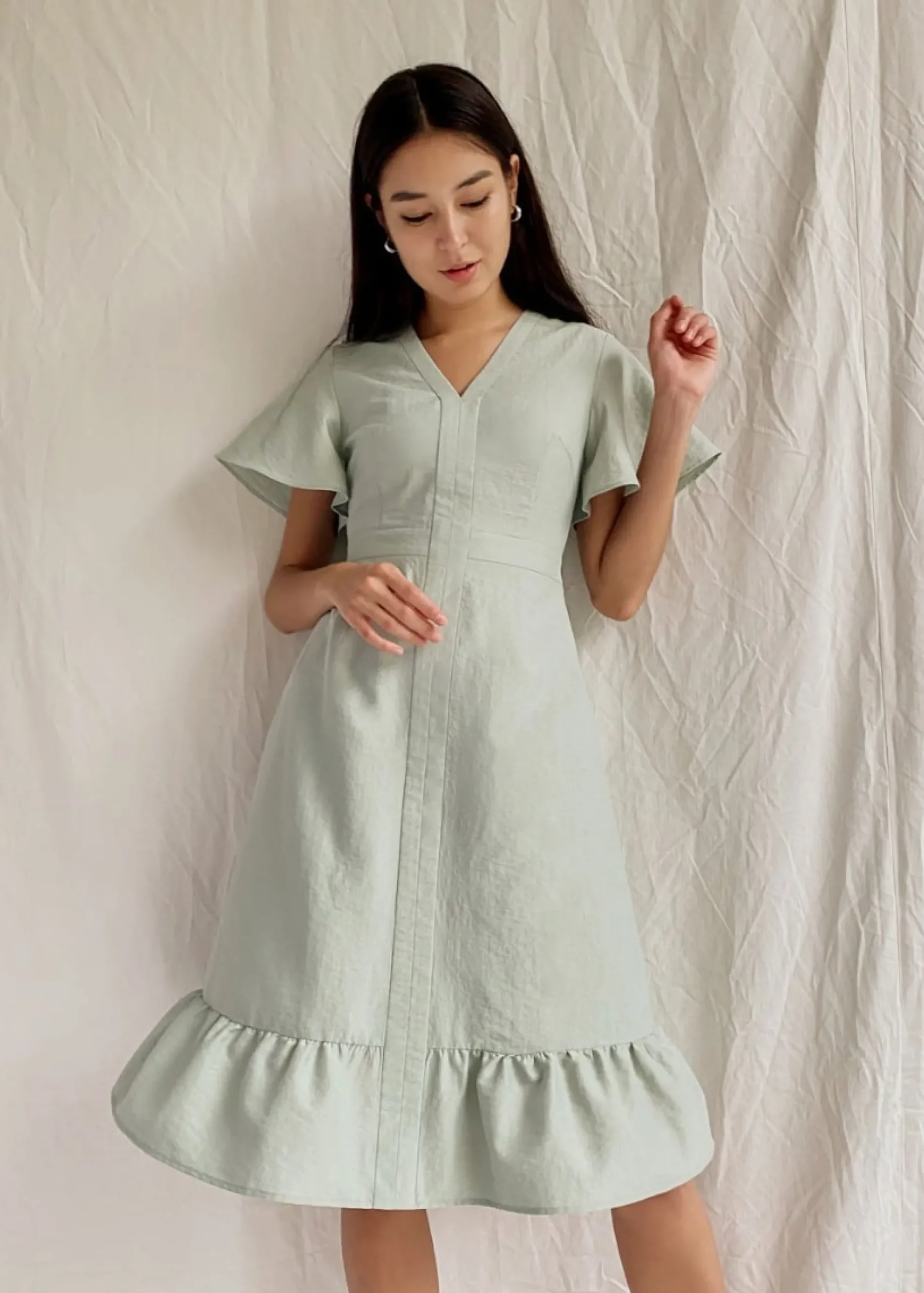 Ashlyn Ruffle Hem Midi Dress