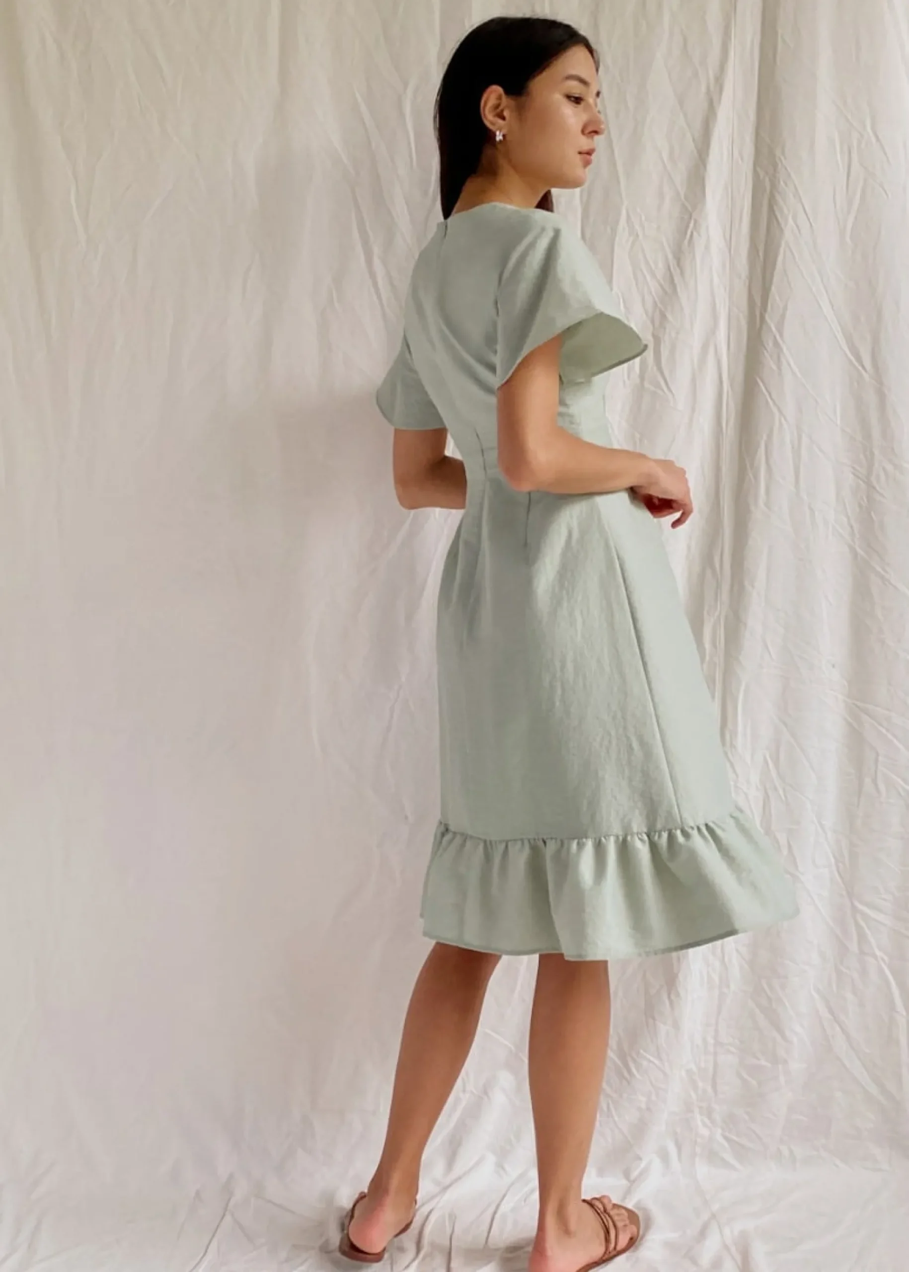 Ashlyn Ruffle Hem Midi Dress