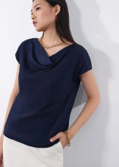 Atisha Multi-way Satin Cowl Neck Top