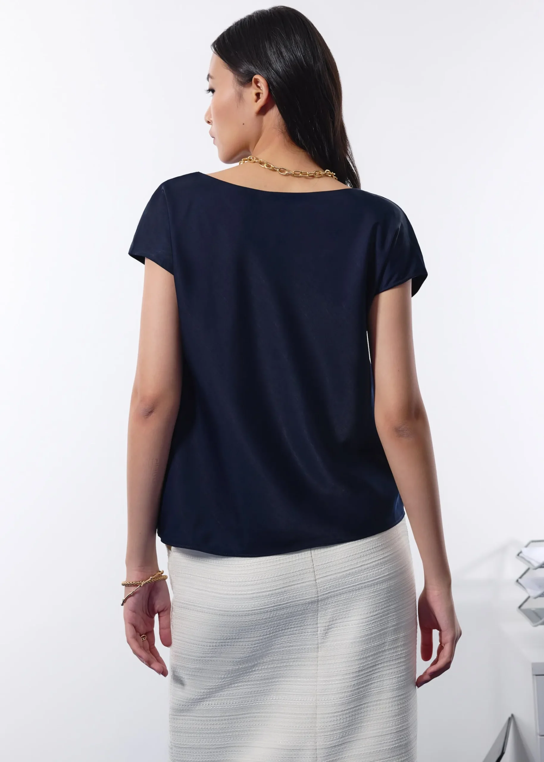 Atisha Multi-way Satin Cowl Neck Top