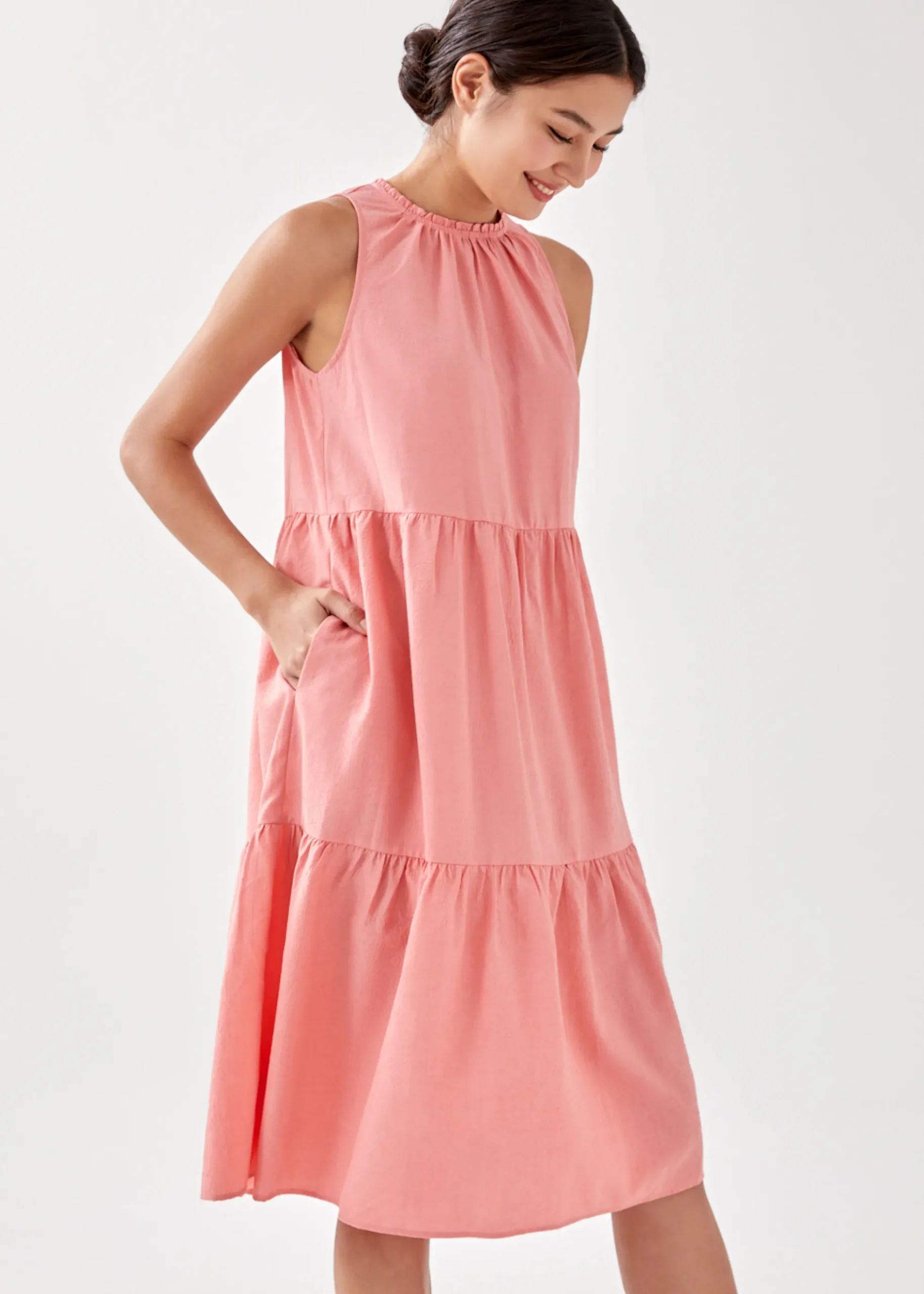 Audre Textured Trapeze Midi Dress