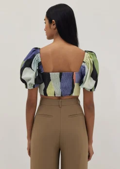 Audrie Puff Sleeve Crop Top in Joyous Affair