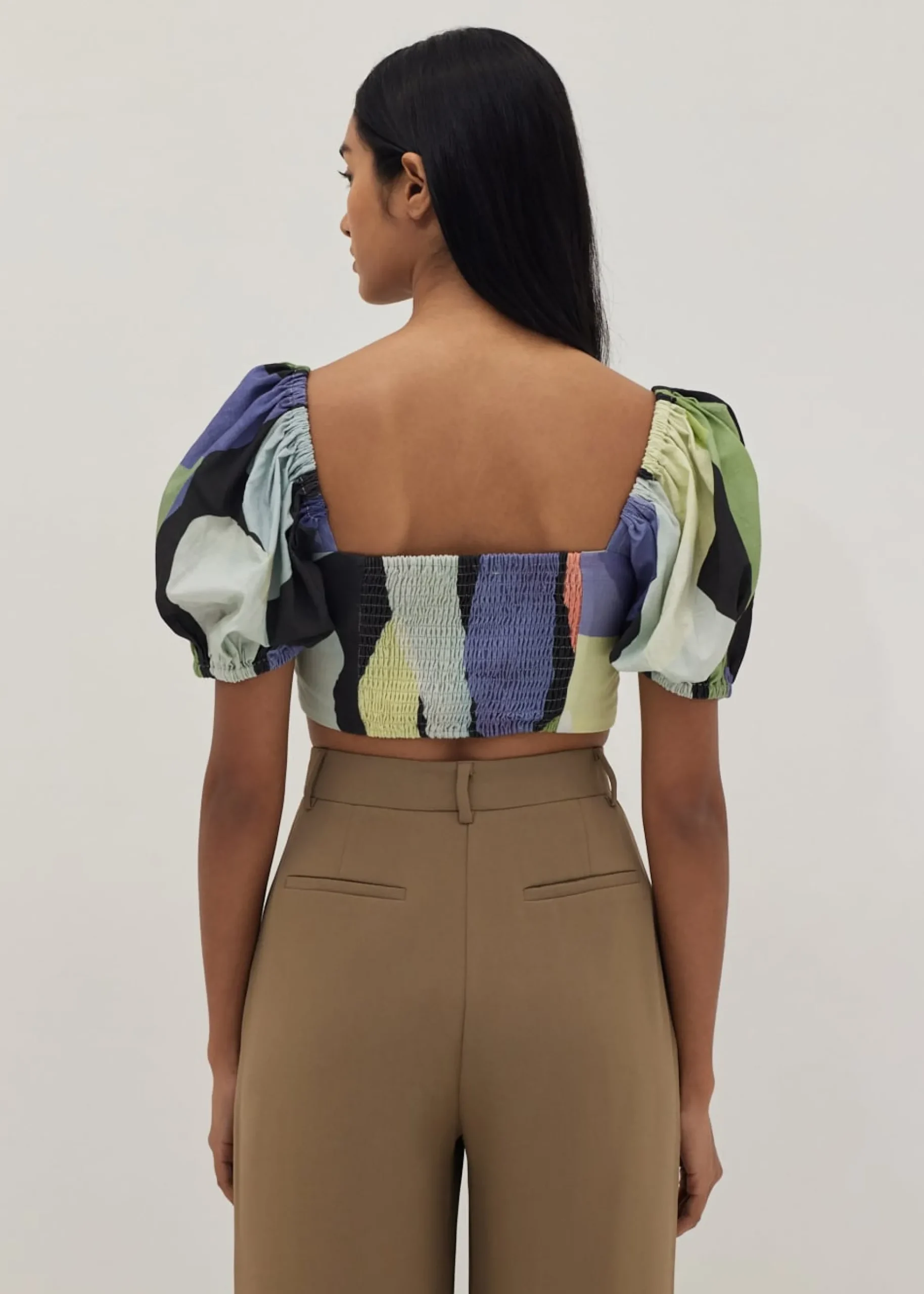 Audrie Puff Sleeve Crop Top in Joyous Affair