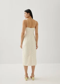 Audrina Padded Textured Column Midi Dress