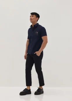 Austyn Unisex Embroidered Poplin Shirt in Humble Abode
