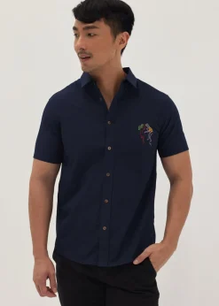 Austyn Unisex Embroidered Poplin Shirt in Humble Abode