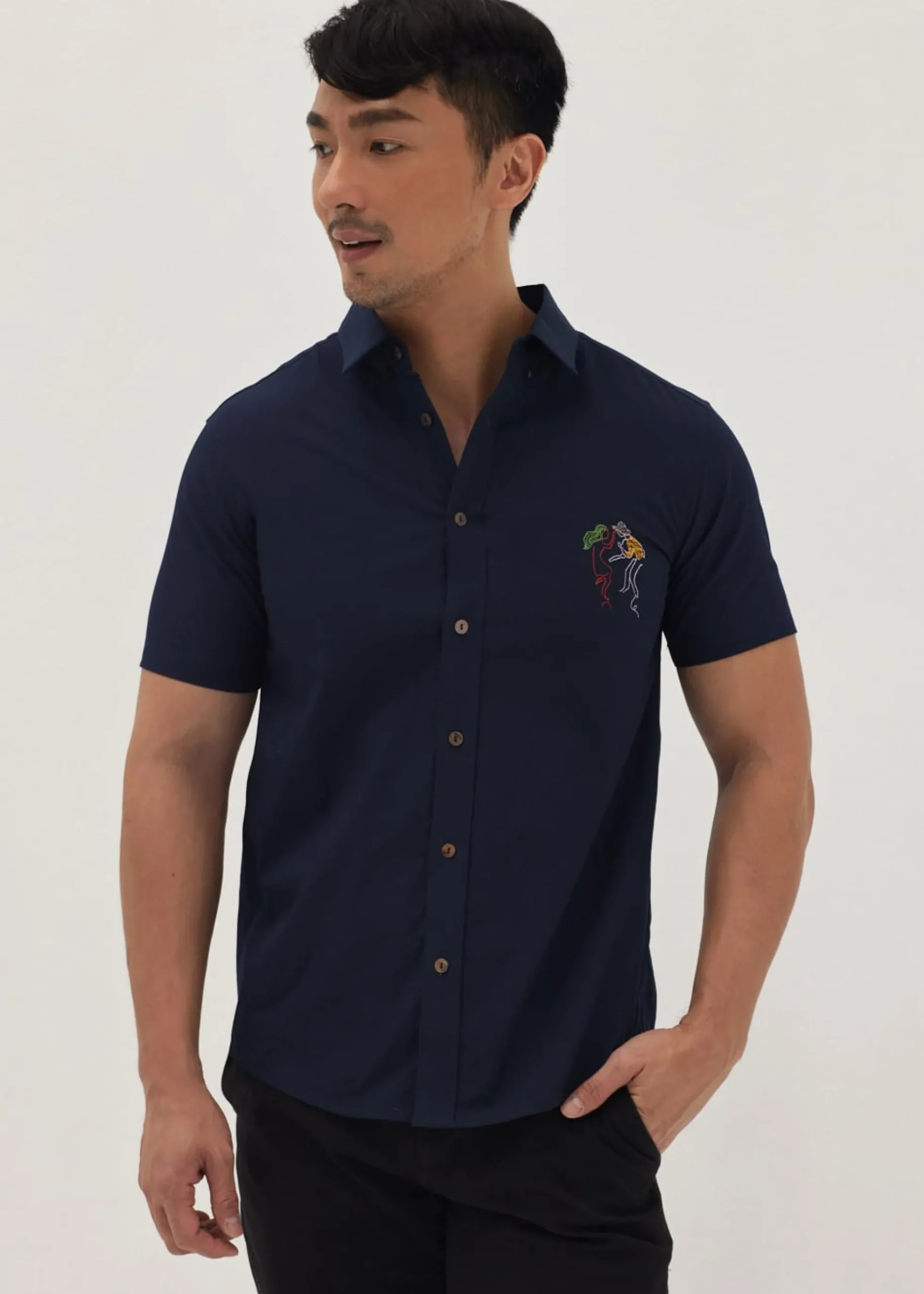 Austyn Unisex Embroidered Poplin Shirt in Humble Abode