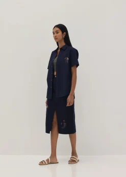 Austyn Unisex Embroidered Poplin Shirt in Humble Abode