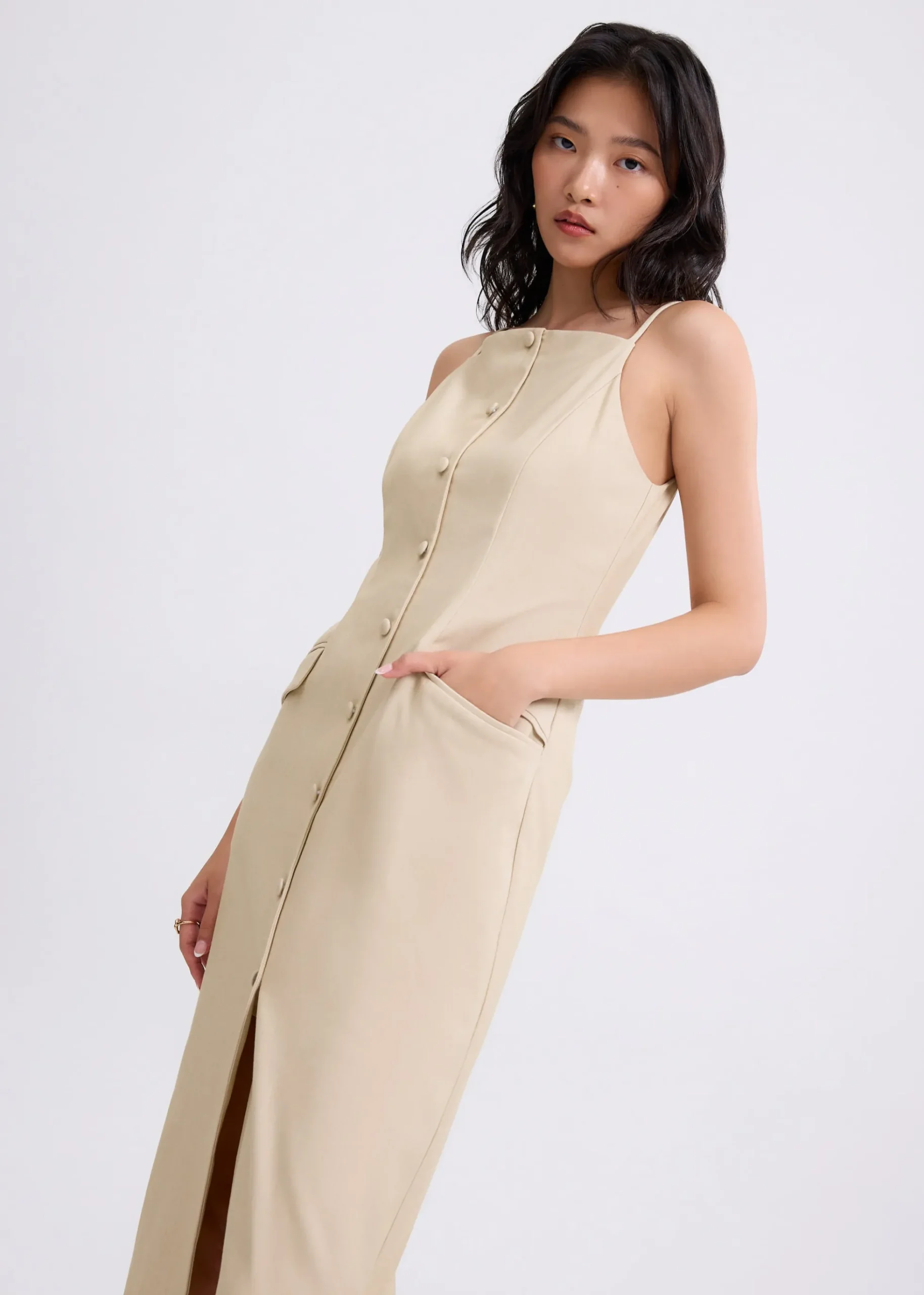 Azalea Straight Neck Column Midaxi Dress