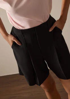 Bea Elastic Melange Pleated High Waist Shorts