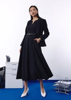 Becca Panelled Ruched Fit & Flare Midaxi Dress