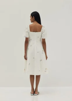Bexley Embroidered Panelled Fit & Flare Dress in Humble Abode