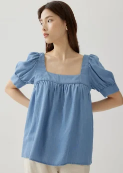 Blanche Chambray Babydoll Blouse