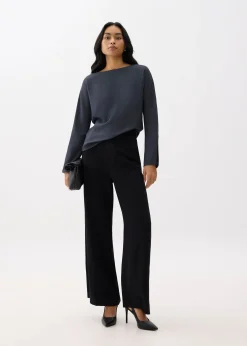 Boat Neck Batwing Blouse