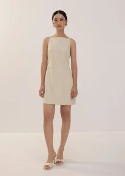 Boat Neck Shift Mini Dress