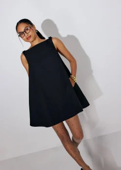 Boat Neck Swing Mini Dress